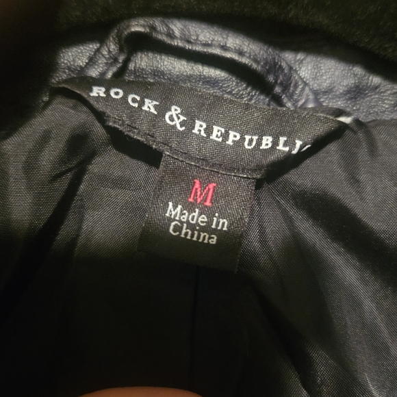 Rock & Republic Tie Dye Black Moto Jacket - Picture 2 of 5